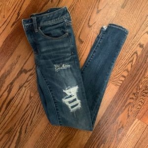 Dark Blue Jeans with Rips